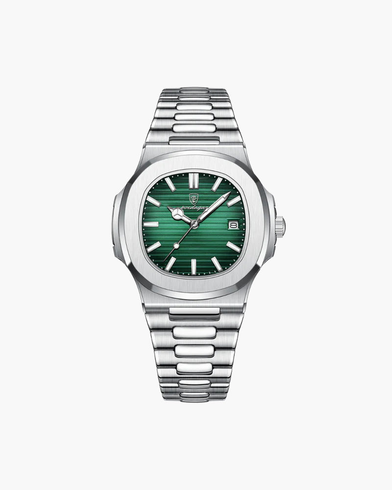 VALROX GENEVE men's steel dress watch with a green dial