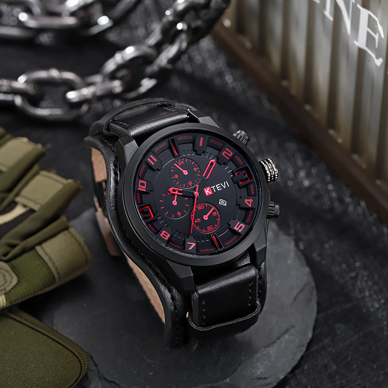 MARBELLA — Vintage Leather Watch – Black